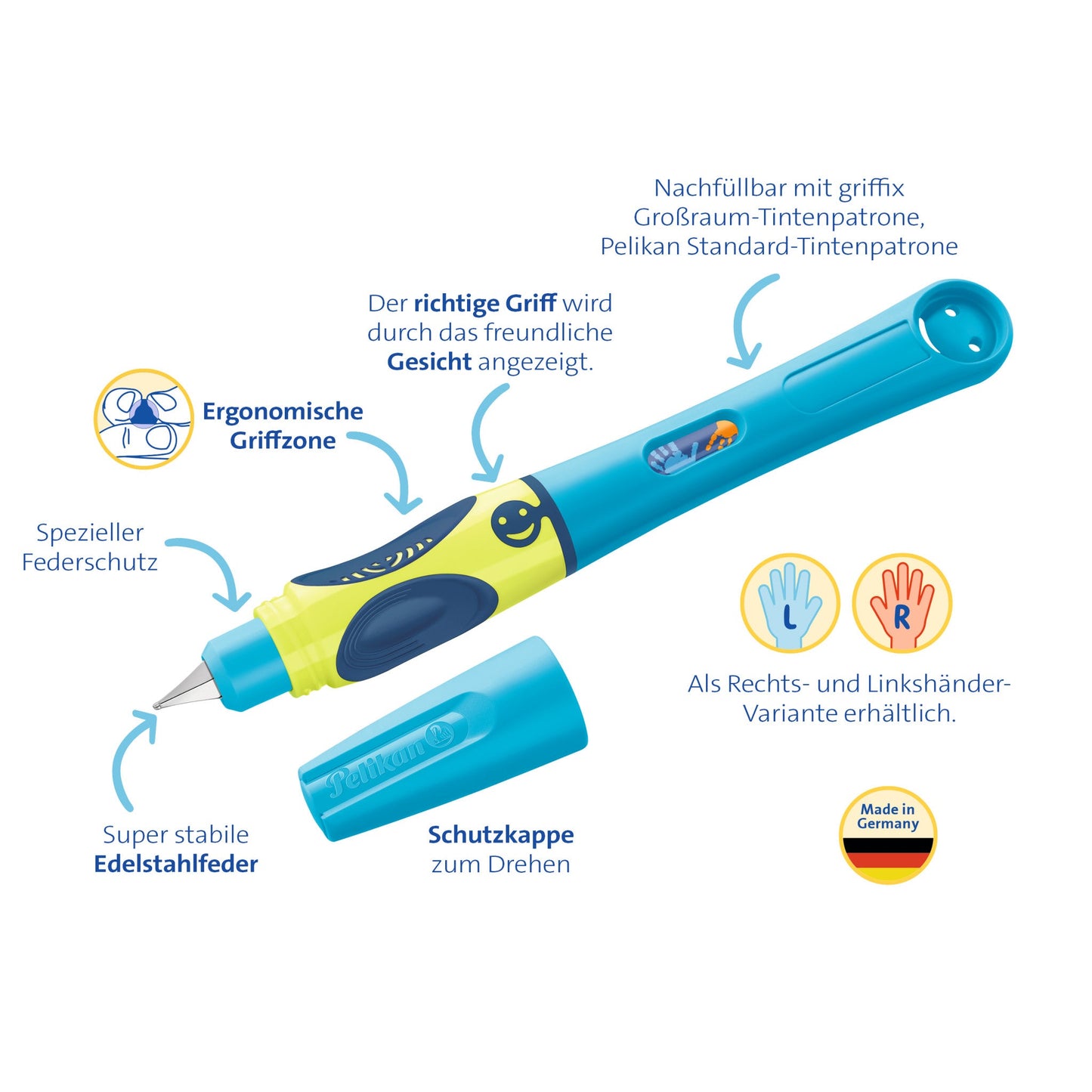 Füllhalter griffix® P2NBK Neon Black mit Laser-Gravur